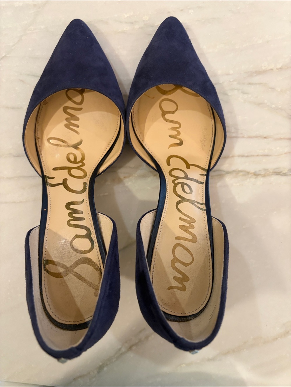 Sam Edelman Navy Suede D'Orsay Pointed Toe Pump - Picture 3 of 7